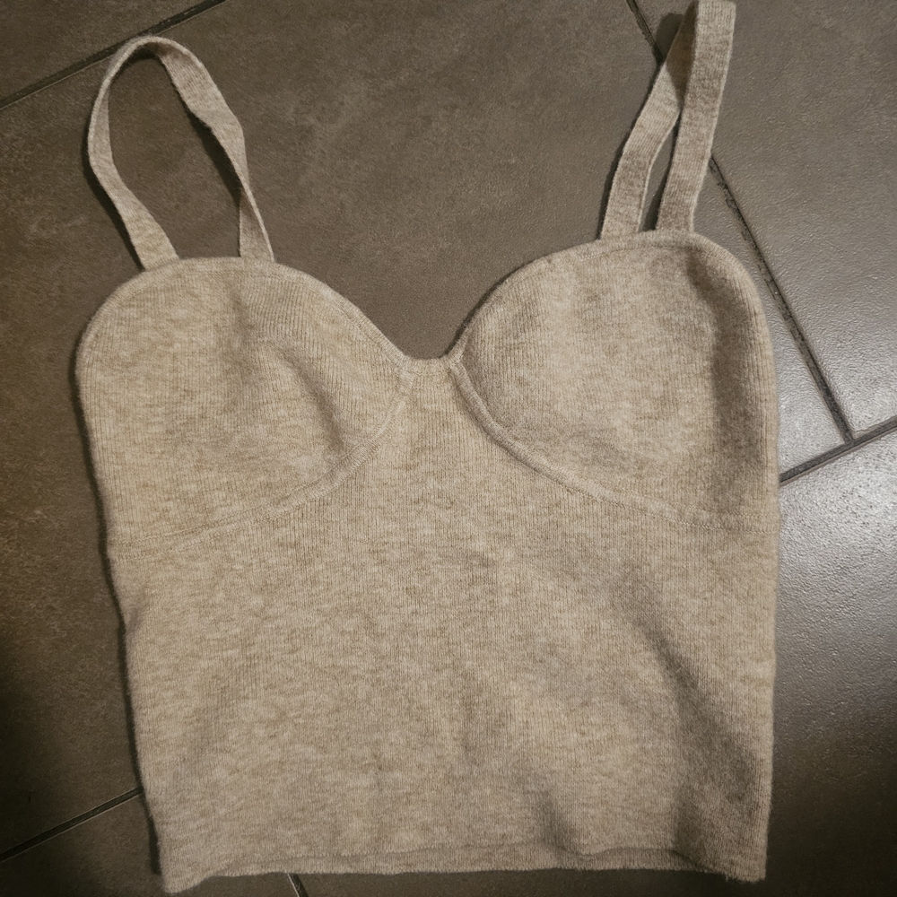 Aritzia Beige Knitted Crop Top